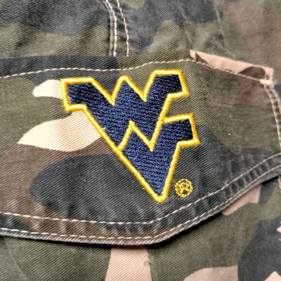 WVU Mountaineers Camo Cargo Shorts J America L Woodland Camouflage West Virginia - Picture 5 of 13